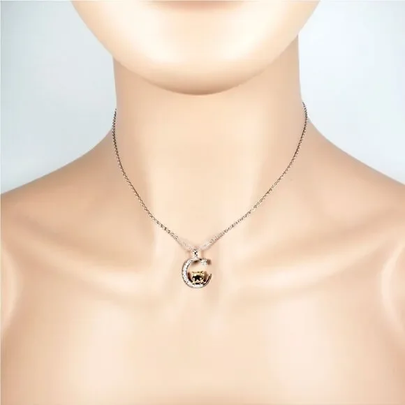 Brand New Silver Rhinestone With Gold Hello Kitty Necklace - Picture 2 of 8